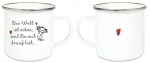 ♥ Tasse Emailletasse Die Welt ist schön weil du drauf bist  ..., Dankeschön, Geburtstag, Muttertag, Vatertag, Abschied, Jubiläum, Geschenk, Becher von Lüttentüddel